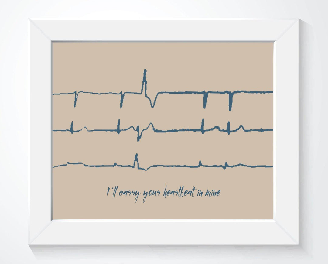 Heartbeat Memorial Gift with Custom EKG Sound Wave Art