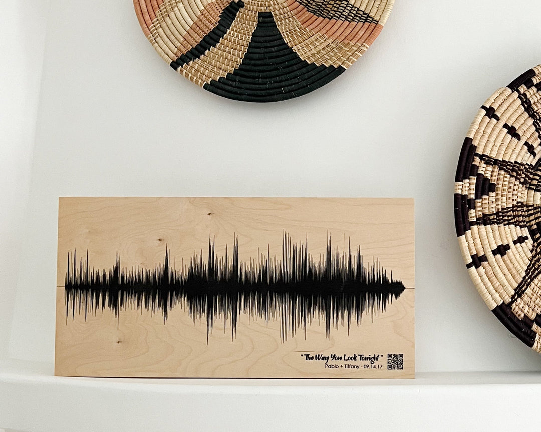 5 Year Anniversary Gift Sound Wave Art on Wood