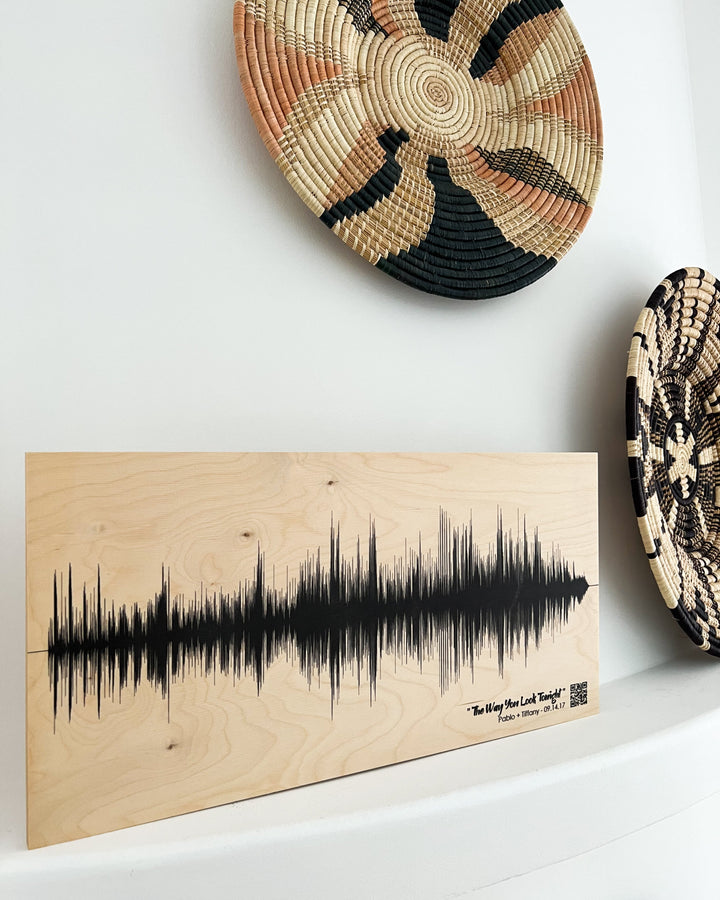 5 Year Anniversary Gift Sound Wave Art on Wood