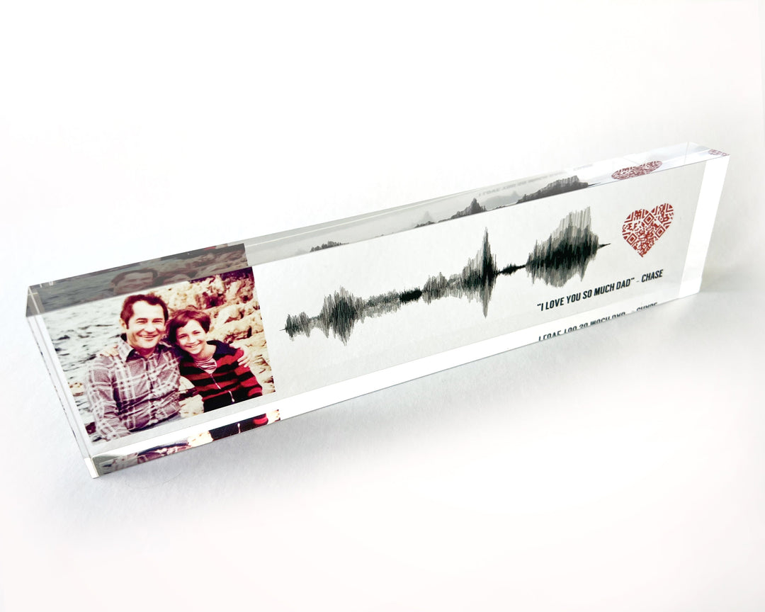 Photo Soundwave Art with QR Code - Acrylic Block
