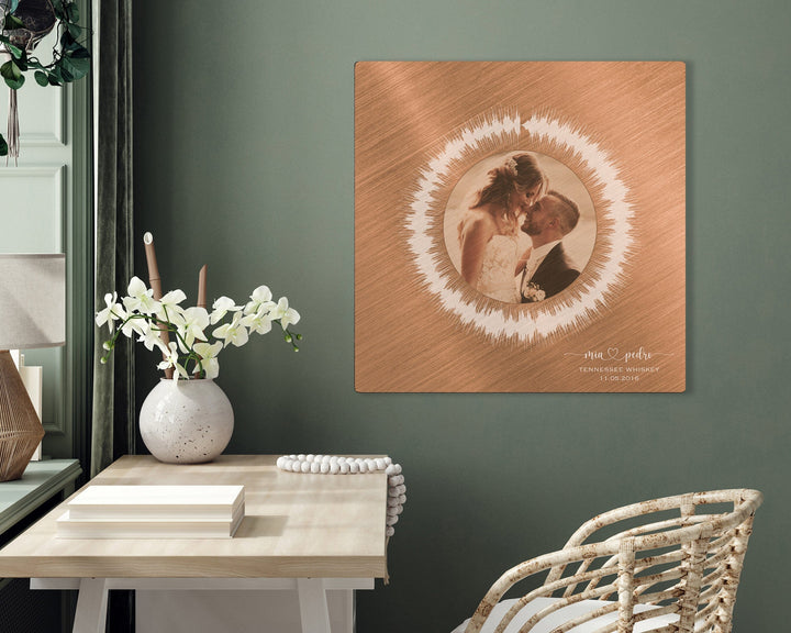 Copper Anniversary Gift Sound Wave Art With Photo