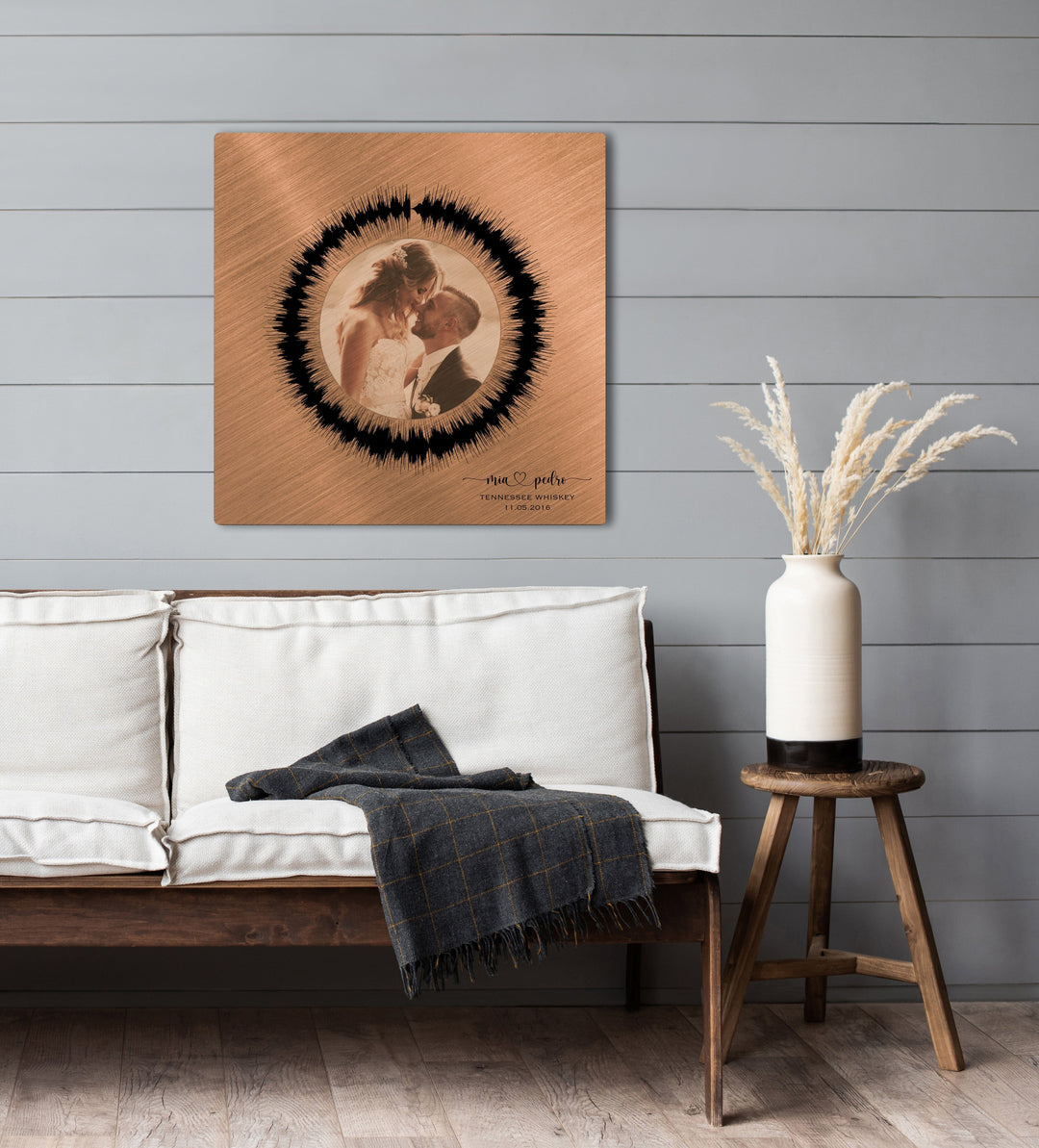 Copper Anniversary Gift Sound Wave Art With Photo