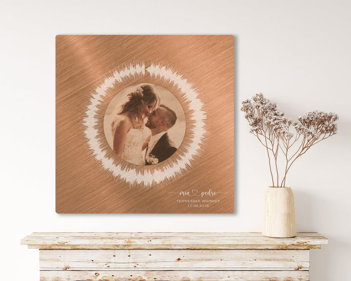 Copper Anniversary Gift Sound Wave Art With Photo