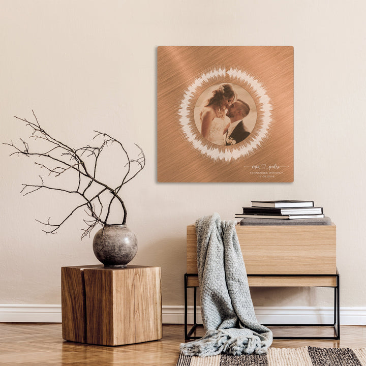 Copper Anniversary Gift Sound Wave Art With Photo