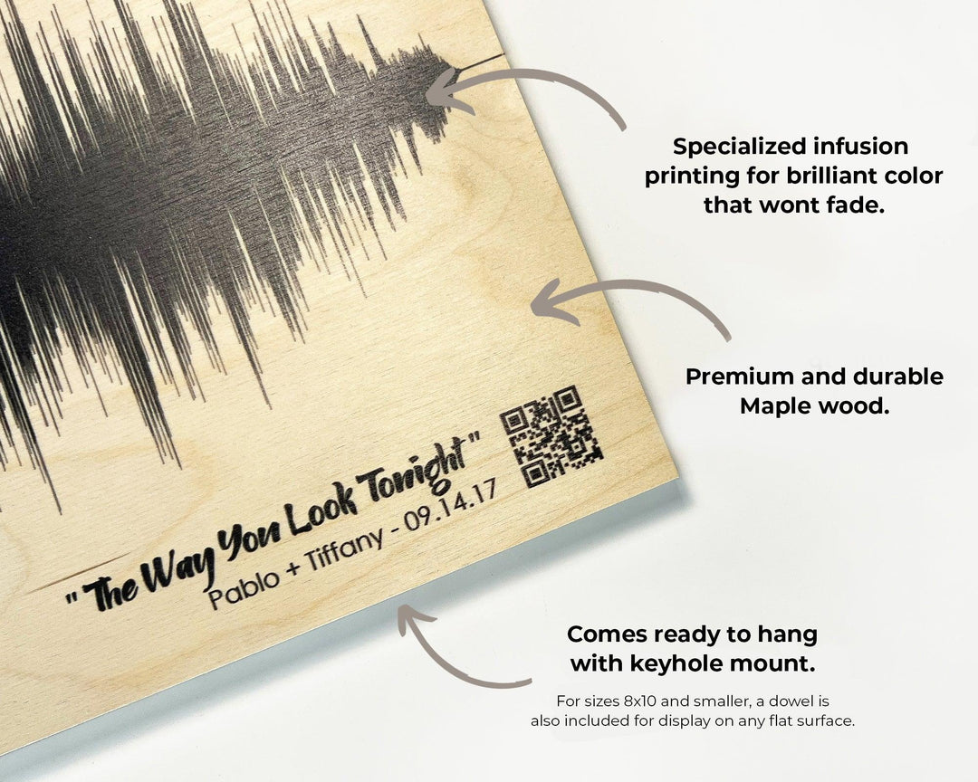 Sound Wave Art Gift Wood Print with Baby Photo or Any Photo - Artsy Voiceprint
