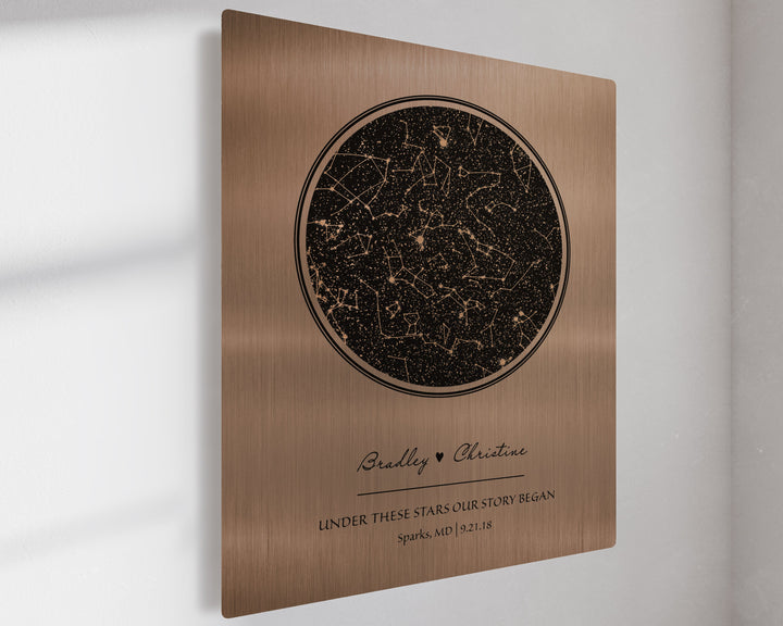 8th Brushed Bronze Anniversary Star Map Art