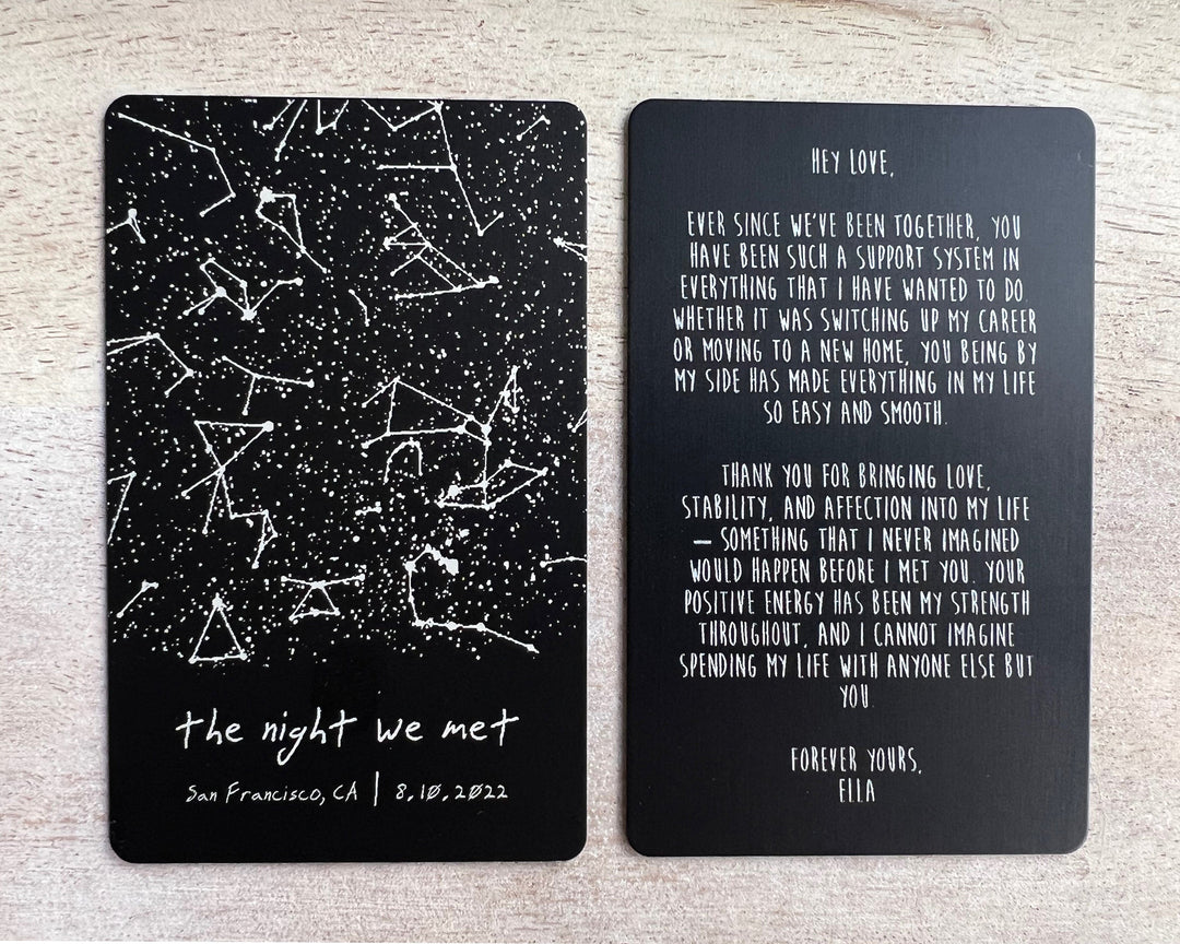 Custom Star Map Constellation On Metal Card