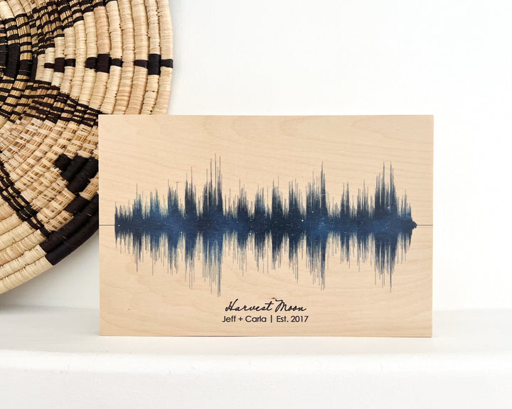 Night Sky Stars Soundwave Art - 5 Year Wood Anniversary