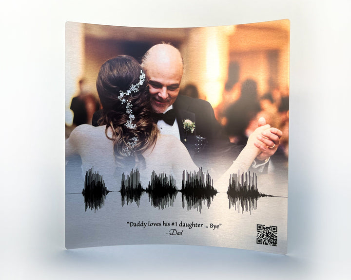 Father's Day Custom Voice Art: Curved Metal Sound Wave Gift