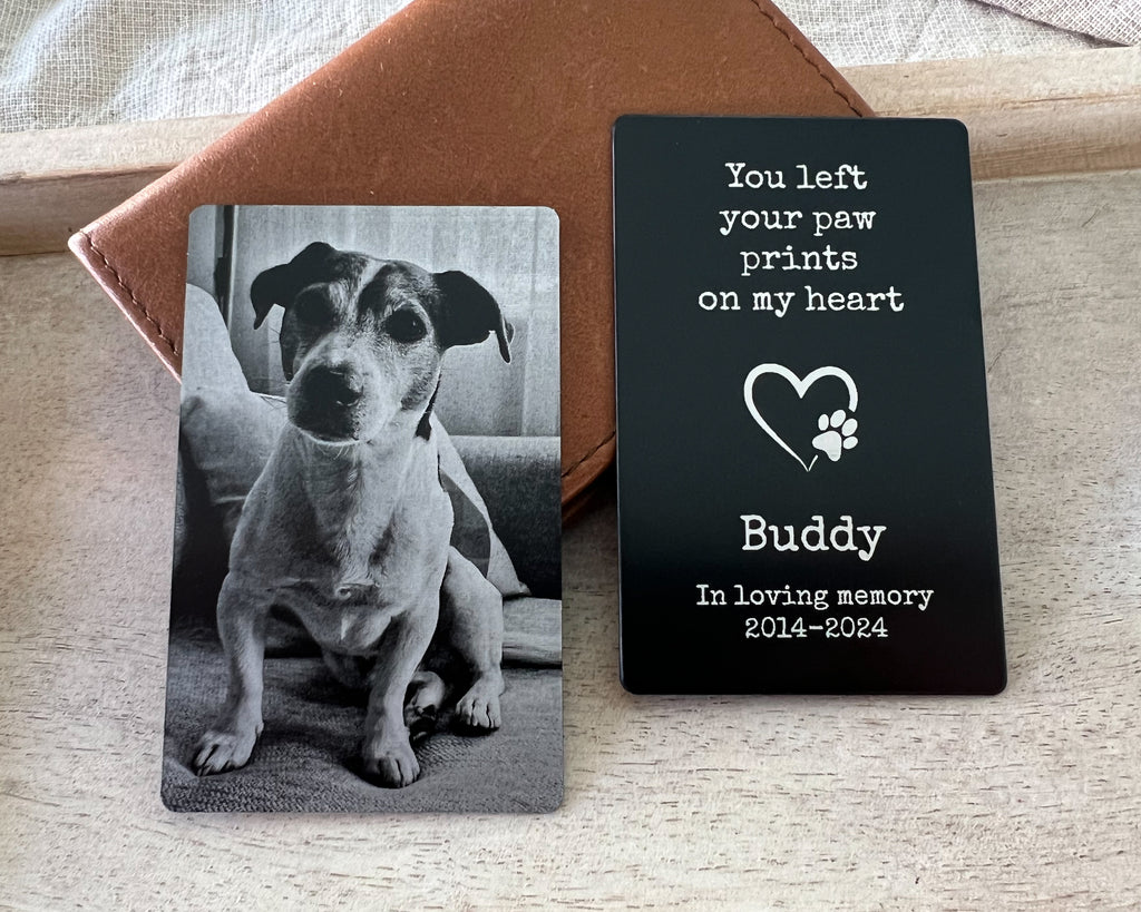 Pet Portrait Memorial Dog Loss Gift On Metal Wallet Card For HIm