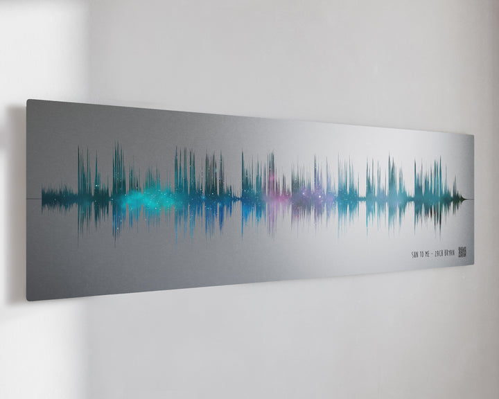 Personalized 11th Steel Anniversary Soundwave Art — Iridescent Night Sky Modern Gift