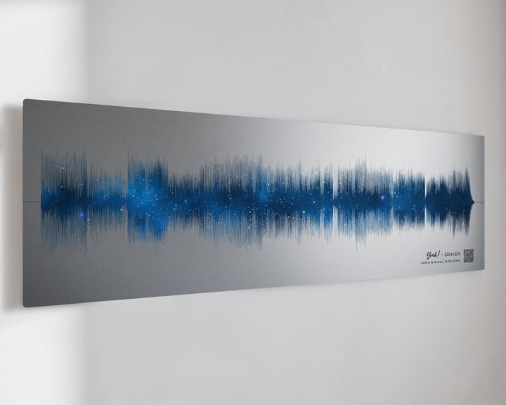 25th Silver Anniversary Sapphire Night Sky Metal Sound Wave Art