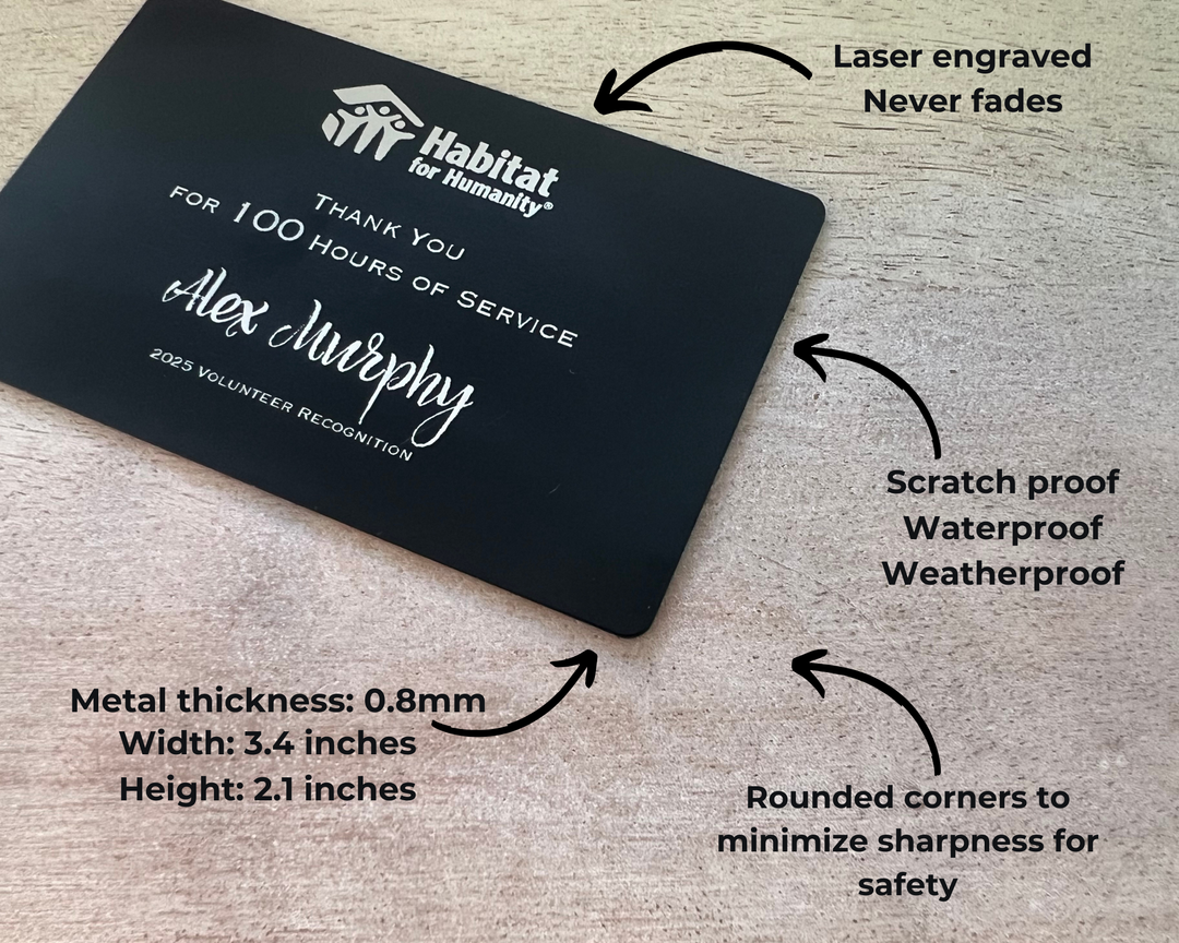 Donor & Volunteer Recognition - Metal Card