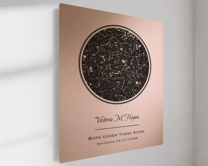 Rose Gold Anniversary Star Map Art
