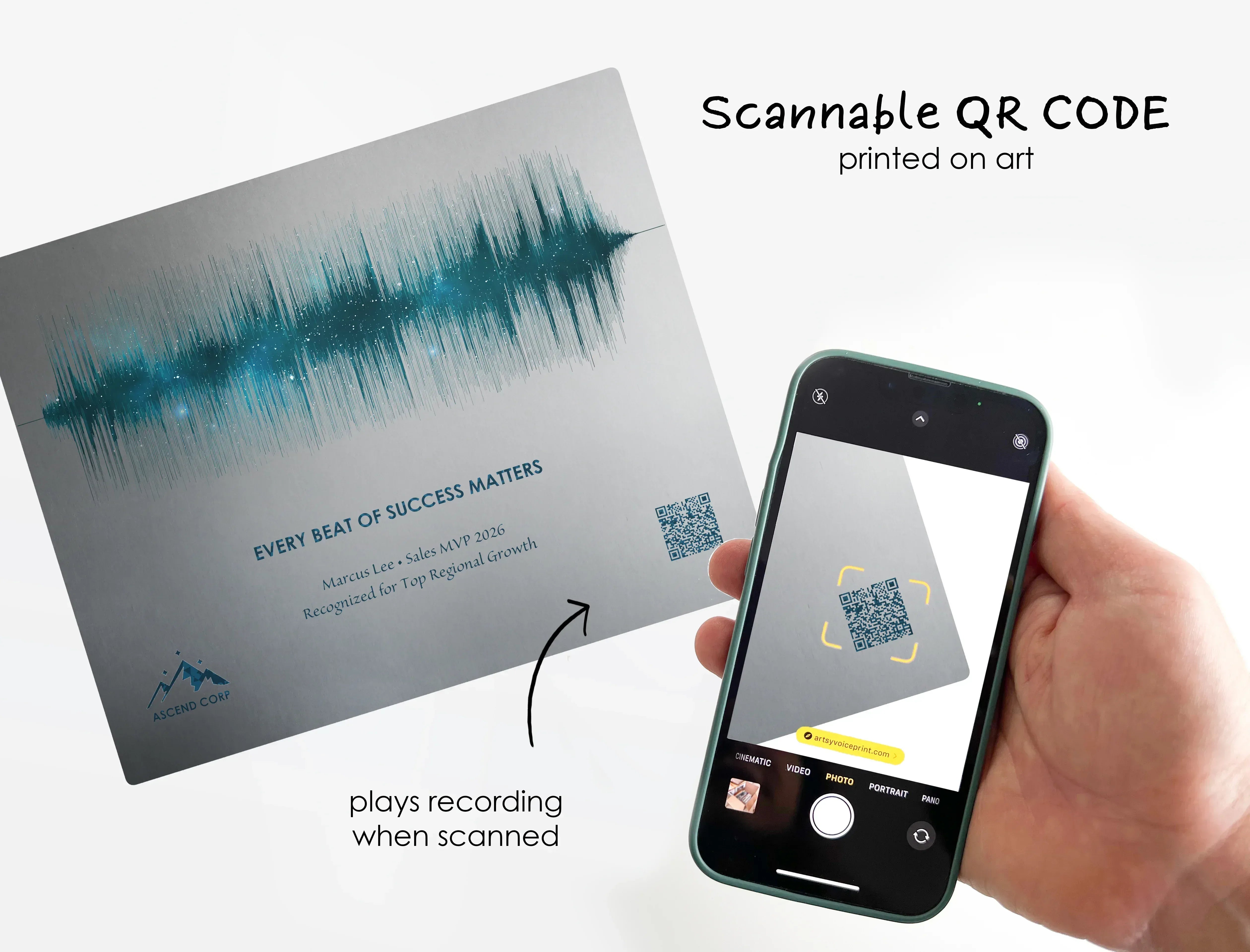 Voice Print Code Personalized Corporate Soundwave Art on Brushed Aluminum – Artsy Voiceprint
