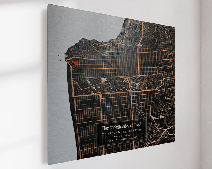 6th Iron Anniversary Custom Map Metal Print | Traditional 6 Year Gift