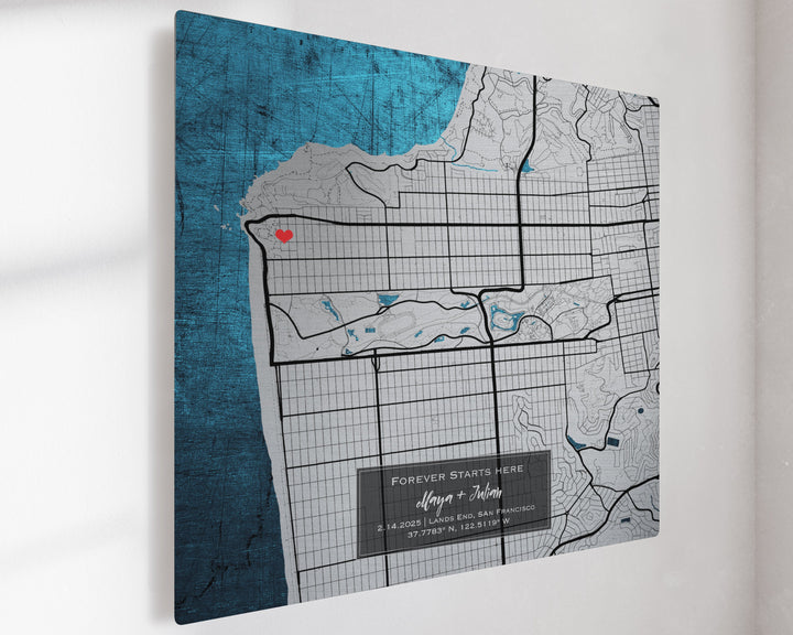 25th Silver Anniversary Custom Map Metal Print | Quarter Century Gift