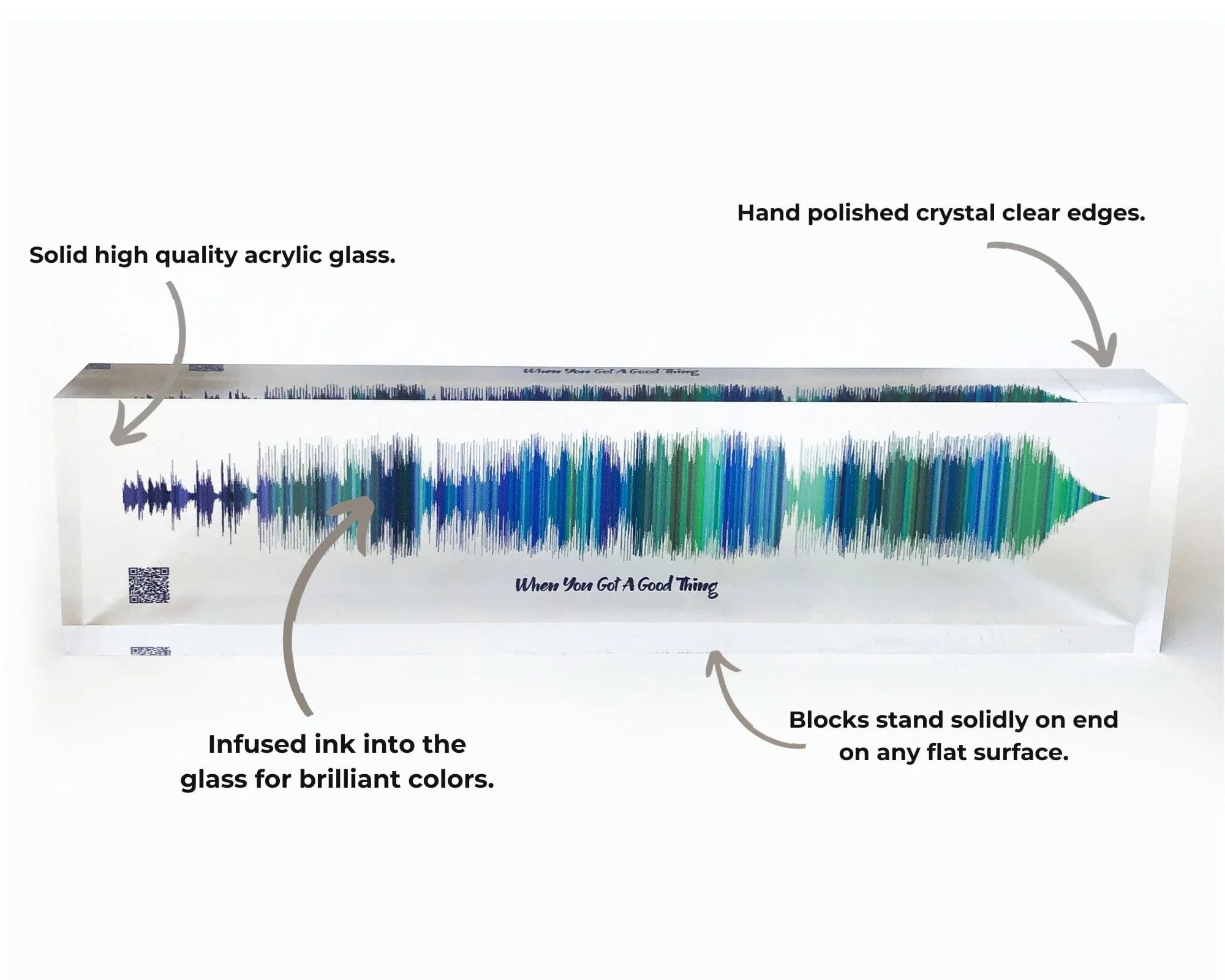 Birthday Gift For Him Soundwave Art Acrylic Block with QR Code