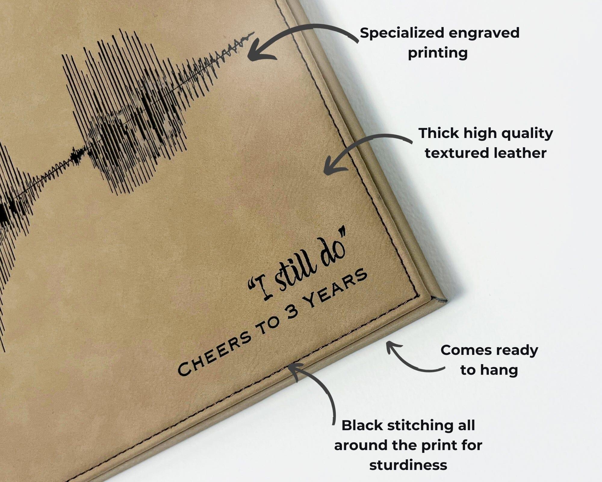 Custom Leather Sound Wave: Ideal 3rd Anniversary Gift for Him