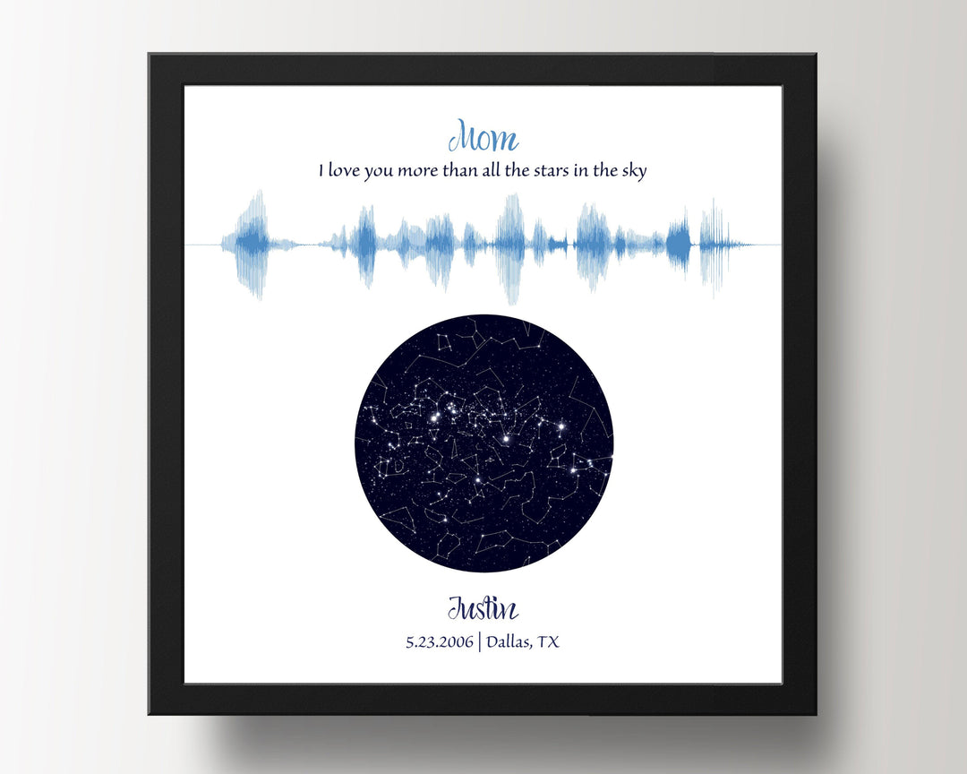 Custom Night Sky and Sound Wave Art Gift for Mom or Dad