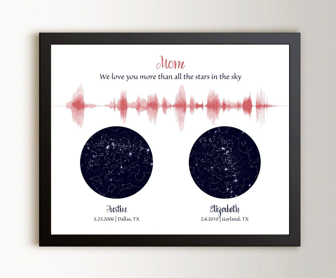 Custom Night Sky and Sound Wave Art Gift for Mom or Dad