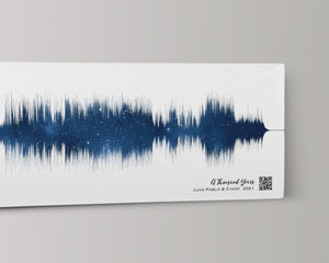 2nd Anniversary Gift Sound Wave Art Cotton Canvas Night Sky Print