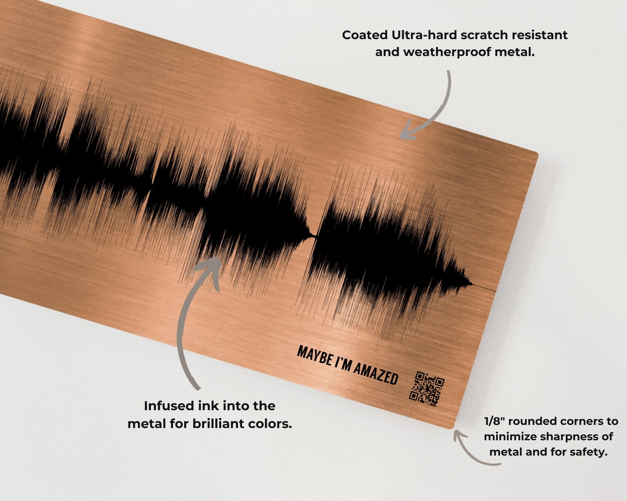 アート・デザイン・音楽 The Print Design 7 Year Anniversary Gift For Him - Copper Sound Wave Art