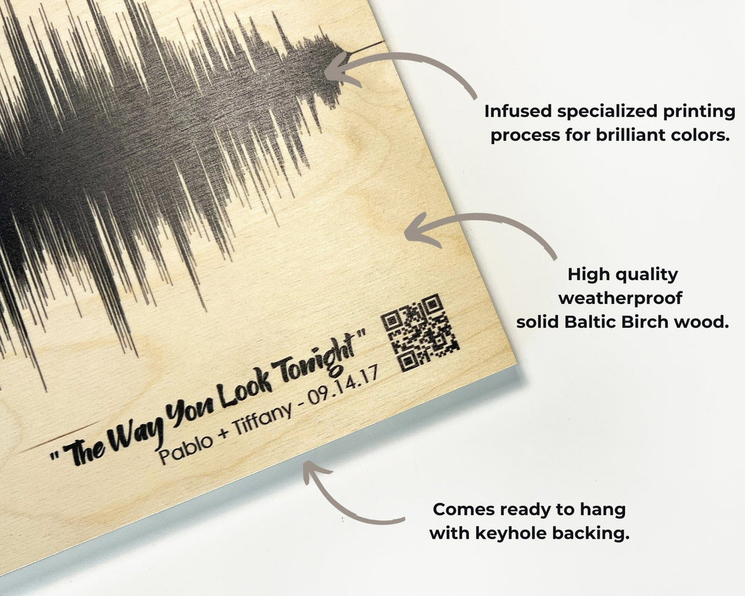 Photo and Sound Wave Gift on Wood