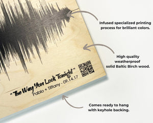 Sound Wave Art Gift Wood Print with Baby Photo or Any Photo