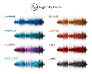 Iridescent Night Sky Print Song Sound Wave Art