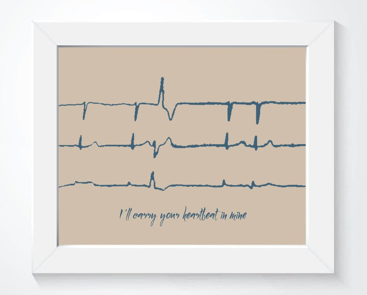 Heartbeat Memorial Gift with Custom EKG Sound Wave Art