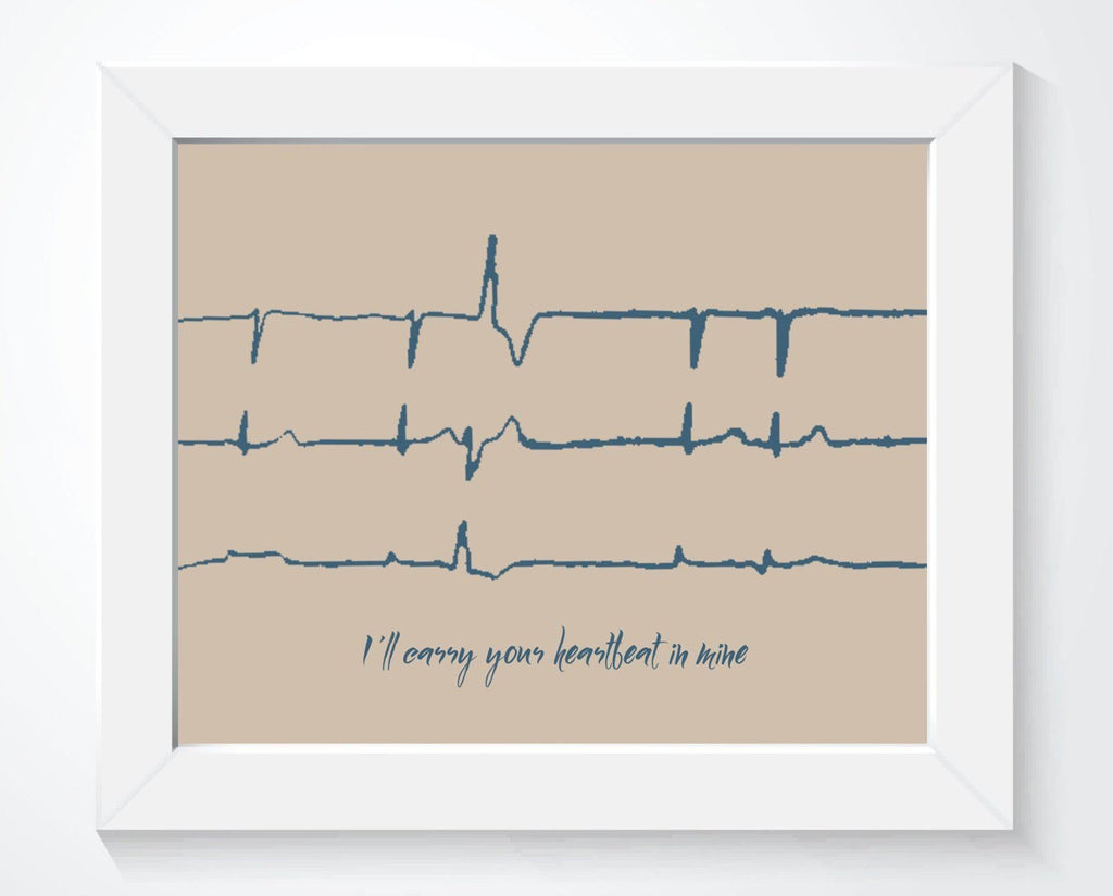 Heartbeat Memorial Gift with Custom EKG Sound Wave Art