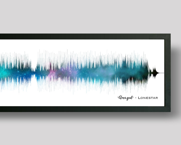 Iridescent Night Sky Print Song Sound Wave Art