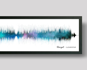 Iridescent Night Sky Print Song Sound Wave Art
