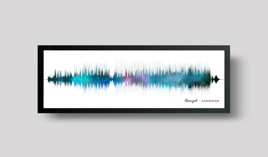 Iridescent Night Sky Print Song Sound Wave Art