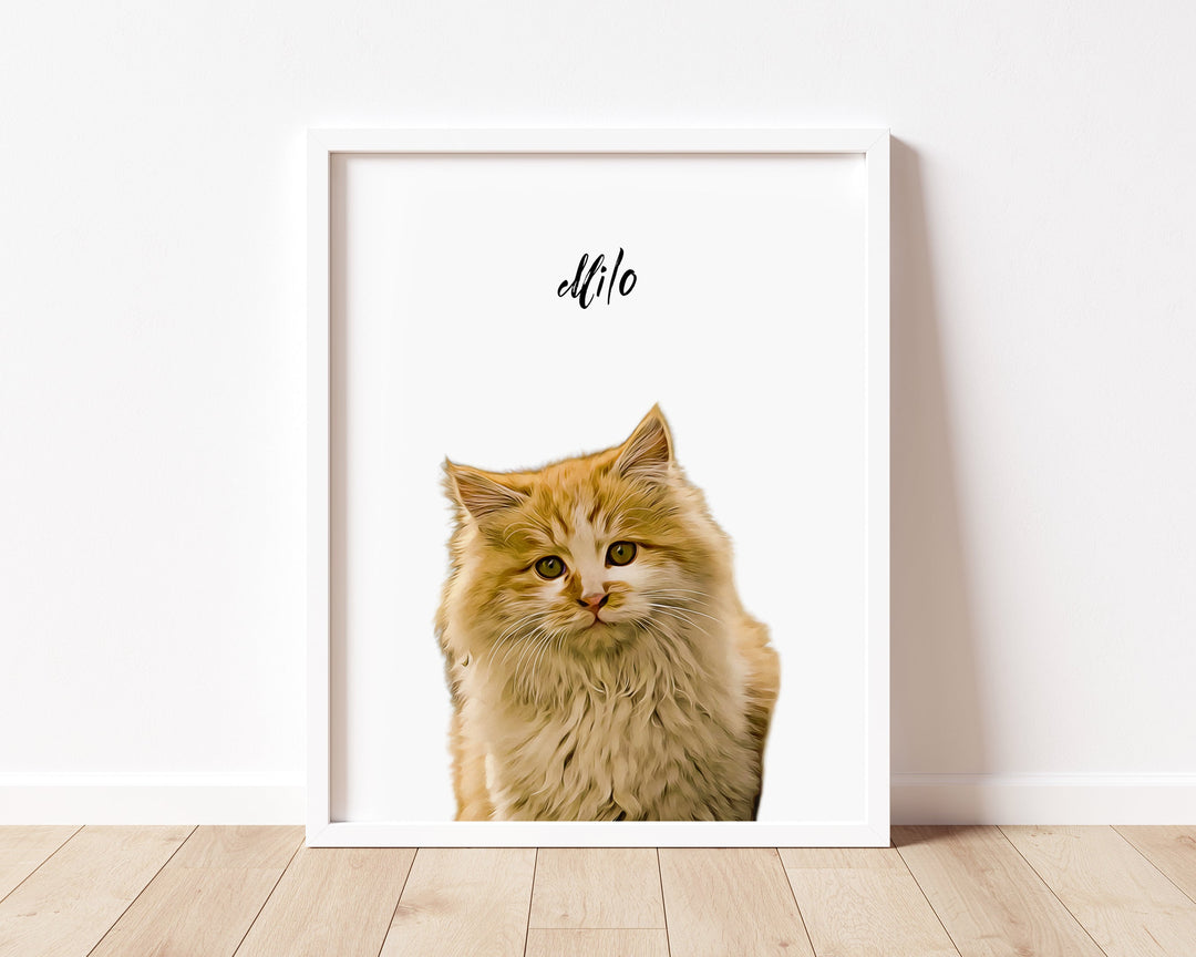 Custom Cat Portrait From Photo & Sound