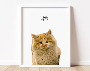 Custom Cat Portrait From Photo Paper Print Artsy Voiceprint 