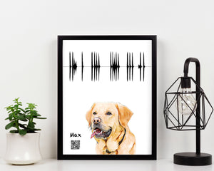 Custom Pet Portrait From Photo & Sound Paper Print Artsy Voiceprint 