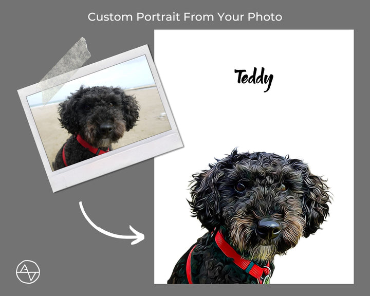 Custom Pet Portrait From Photo With Soundwave Art