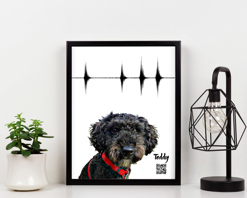 Custom Pet Portrait From Photo With Soundwave Art Paper Print Artsy Voiceprint 