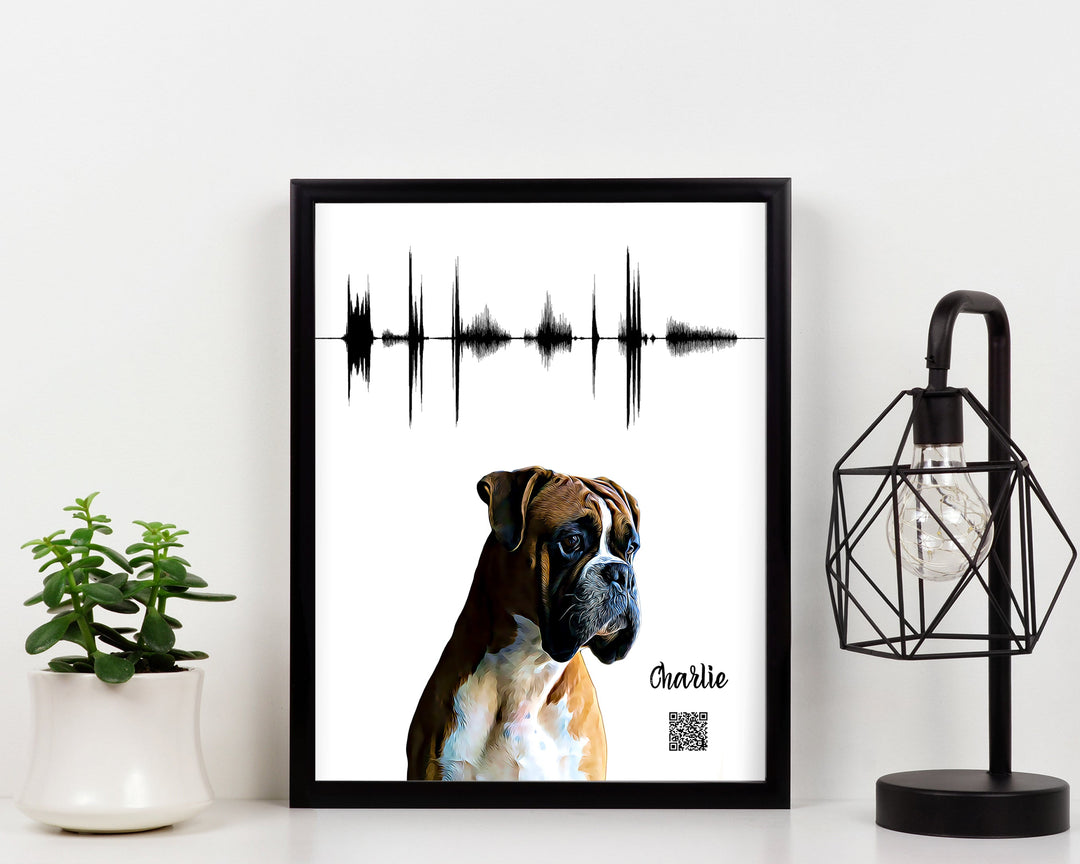 Custom Pet Portrait From Photo With Sound Wave Art