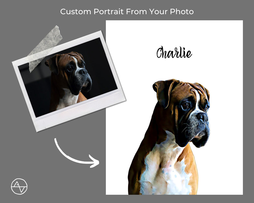 Custom Pet Portrait From Photo With Sound Wave Art