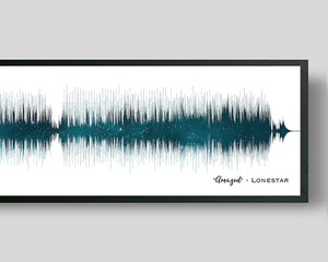 55th Emerald Anniversary Gift  Night Sky Song Sound Wave Art
