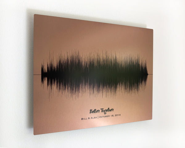 A copper soundwave art print featuring a special song, a perfect and unique 22nd copper anniversary gift idea.
