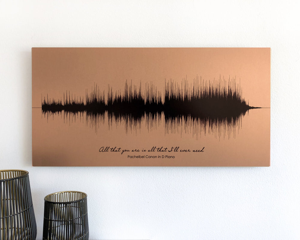 A bronze soundwave art print, perfect as a unique and sentimental 19 year anniversary gift.