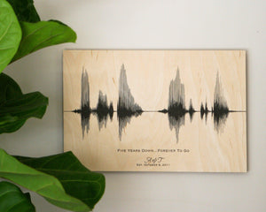 5 Year Anniversary Gift Sound Wave Art on Wood