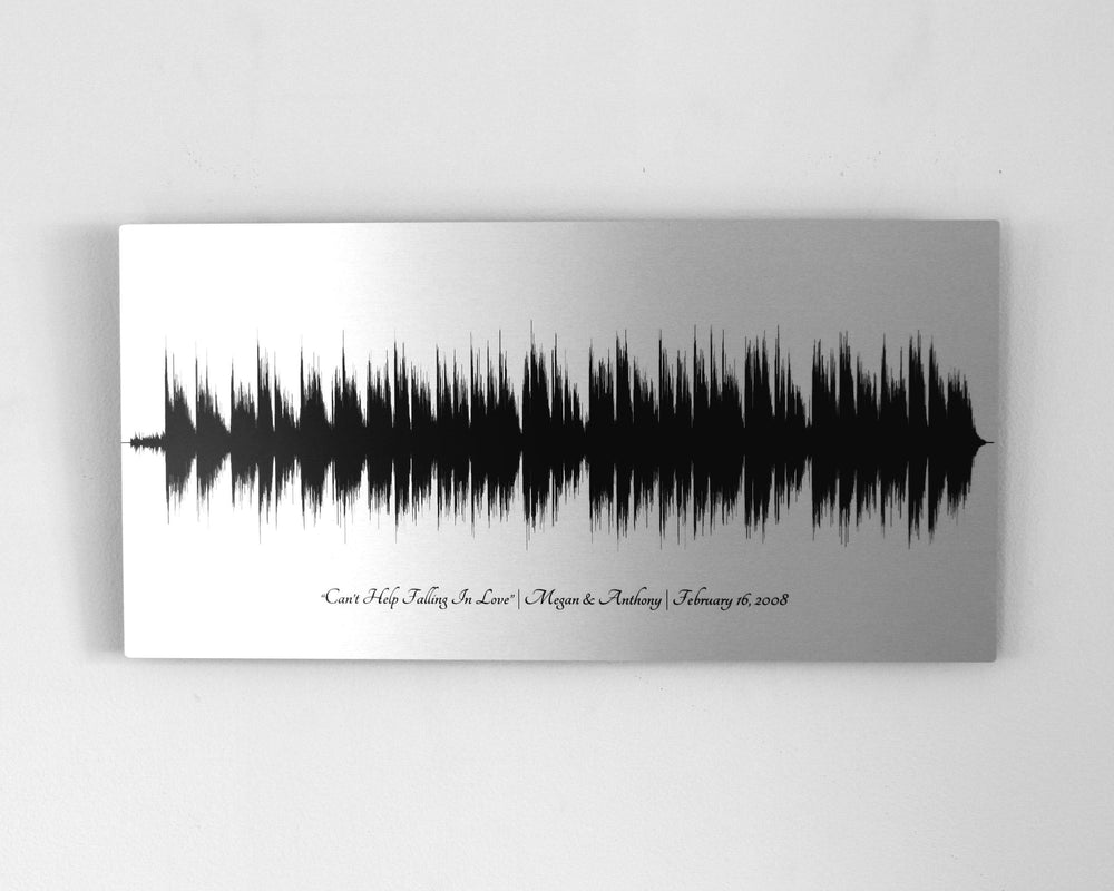 A sound wave art print, a unique and sentimental 25th wedding anniversary gift idea for your wife.