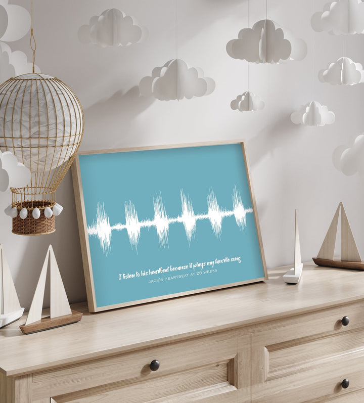 Mother's Day Baby Heartbeat Ultrasound Nursery Soundwave Art