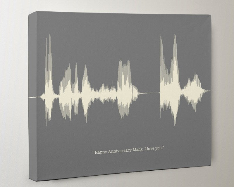 2nd Cotton Anniversary Gift Sound Wave Art on Canvas