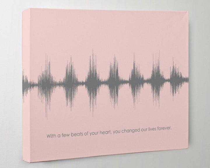 Baby Heartbeat Soundwave Modern Nursery Wall Art on Canvas